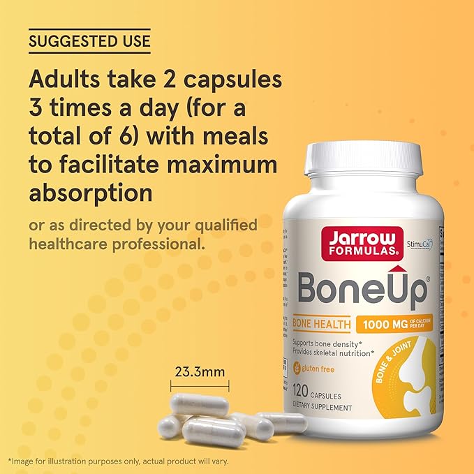 Jarrow Formulas BoneUp for Bone Density - Vitamin D3 and K2, Calcium Support, 120 Capsules, Provides Skeletal Nutrition, Up to 20 Days Supply
