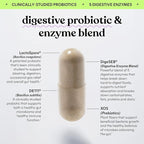 Lemme Debloat 3-in-1 Prebiotic, Probiotic & Digestive Enzyme Capsules for Bloating & Gas Relief - 2 Clinically Studied Probiotics w/5 Digestive Enzymes to Improve Digestion, Women & Men, (60 Count)