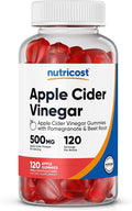 Nutricost Apple Cider Vinegar 500mg, 120 Gummies, Apple Flavored - Gluten Free, Non-GMO, No Corn Syrup