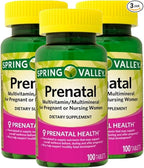 Prenatal Multivitamin Multimineral 100 Tablets - Prenatal Vitamins with Folic Acid and DHA, Gluten Free Supplement, Daily Vitamins for Women + 7 Day Pill Organizer Included (Pack of 3)