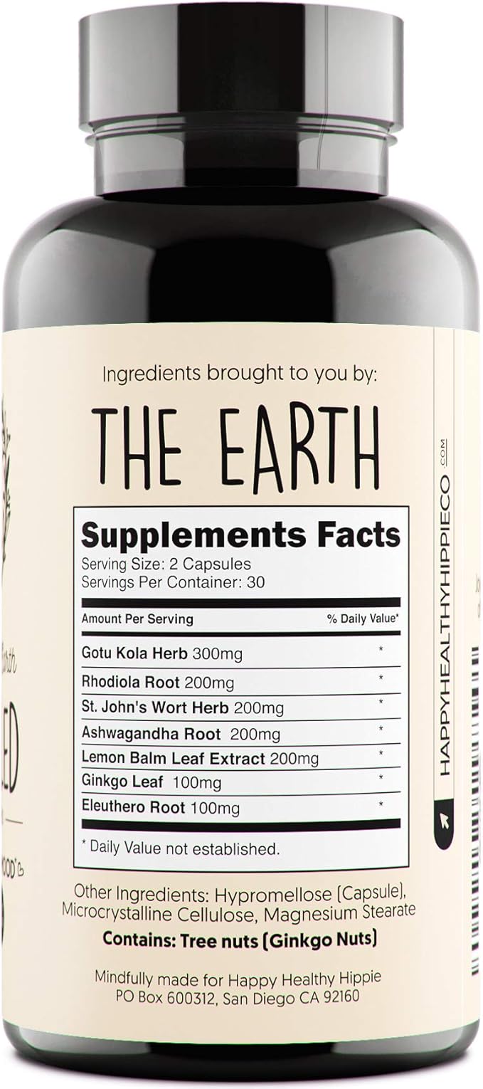 Joy-Filled Mood Support Supplement - 7 Herb Complex + St. Johns Worts (120 Ct) | Stress Relief Supplement with Rhodiola Rosea, Eleuthero | Helps Calm The Mind & Body | 100% Plant-Based Happy Pills