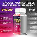 Potassium Citrate Gummies for Adults, Sugar-Free Potassium 1000mg Support Leg Cramps & Electrolyte Balance High Potency 60 Count