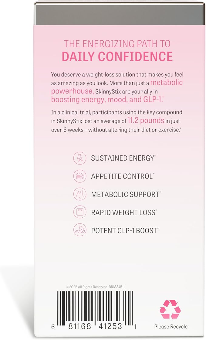 Zantrex SkinnyStix Strawberry Lemonade GLP-1 Support Drink Mix, Energy & Metabolic Support Powder, Appetite Control, 30 Single-Serving Packets