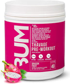 RAW Pre Workout Powder, Thavage (Dragon Fruit) - Chris Bumstead Sports Nutrition Supplement for Men & Women - Cbum Pre Workout for Working Out, Hydration, Mental Focus & Energy - 40 Servings