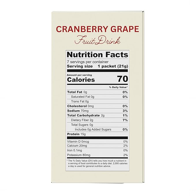 Nutmeg State Nutrition - High Protein Diet Fruit Drink - 15g Protein - Low Calorie - Low Carb - Low Sugar - Fat Free, 7 Servings Per Box (Cran Grape)