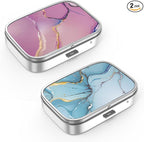 Pill Box 2 Compartment Small Pill Case,Portable for Pocket or Purse Pill Organizer Pill Container Holder to Hold Vitamins, Medication, Fish Oil and Supplements(2PCS)