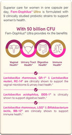 Jarrow Formulas Fem-Dophilus Vaginal & Digestive Probiotic 50 Billion CFU, 9 Clinically-Studied Strains, for Vaginal Flora & Yeast Balance, Urinary Tract, Digestive, & Immune Support, 30 Capsules
