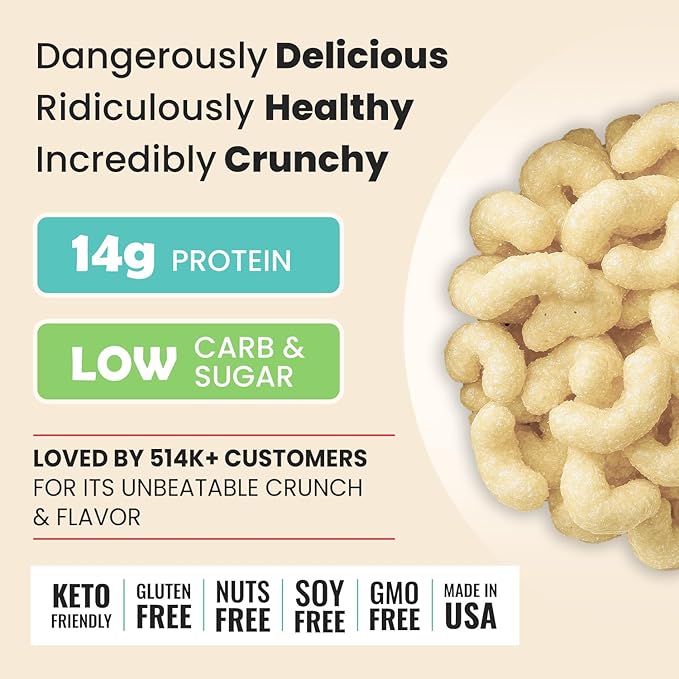 Schoolyard Sour Cream & Onion Protein Puffs - 14g Protein, Keto Friendly, Low Carb & Sugar, Gluten Free, Healthy Diabetic & Kids Snack, No artificial flavours or colors | Made in the USA (12 Pack)