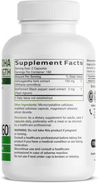 Bronson Ashwagandha Extra Strength Stress & Mood Support with BioPerine - Non GMO Formula, 360 Vegetarian Capsules