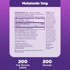 Natrol Fast Dissolve Melatonin 1 mg, Supplements for Restful Sleep, Sleep Support for Adults, 200 Strawberry-Flavored Melatonin Tablets, Up to a 200 Day Supply