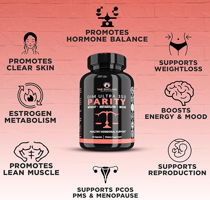 THE ENCLARE NUTRITION DIM Supplement 350mg Estrogen Balance for Women & Men, Hormonal Acne, Menopause Support, Metabolism, PCOS, Bodybuilding. Diindolylmethane 60 Capsules, Broccoli, Vegan (1)