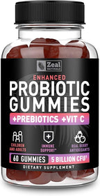 Probiotic Gummies for Adults and Kids (60 Count | 5 Billion CFU) w/Organic Berry Antioxidants & Vitamin C for Immune Support and Digestion gummy- Prebiotics and Probiotics for women Gummies
