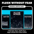 DUDE Wipes Odor Destroyer Flushable Wipes - Extra-Large Adult Wet Wipes - 3 Pack (144 Count) - Deodorizing, Lightly Scented, Controls Odor for up to 24 Hours - Septic and Sewer Safe