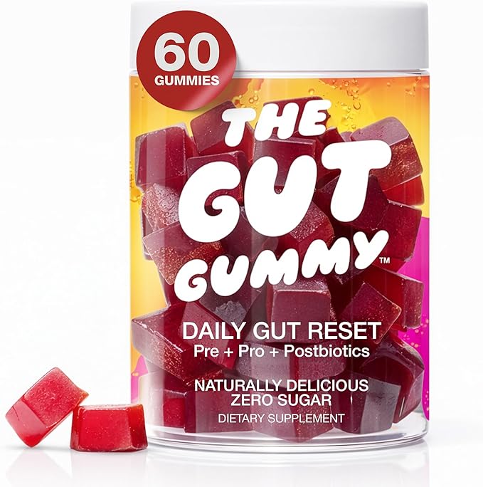 GG360 - Gut Health for Women & Men, Pre Post Probiotics Gummies for Digestive Health, Constipation, Tribiotics for Bloating, Immune Support, Skin & Belly Fat, Tart Cherry – 60 Count
