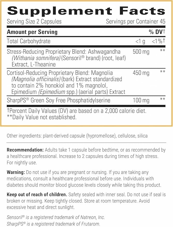 Integrative Therapeutics Cortisol Manager Allergen Free - Adrenal Health Support Supplement for Healthy Stress Response* - Vegan, Non-Dairy & Gluten-Free - 90 Capsules (45 Servings)