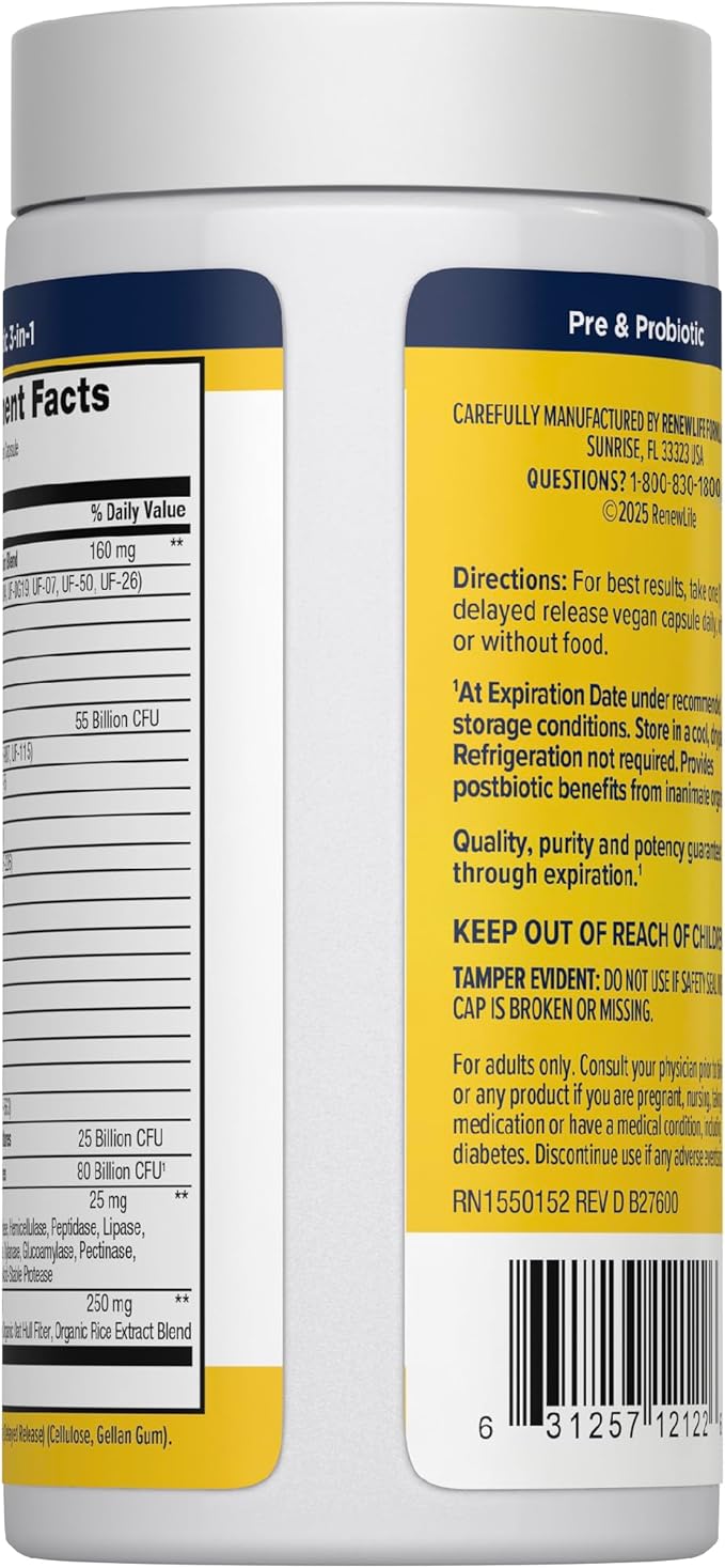 Renew Life Probiotic Colon Care Probiotic Capsules, Daily Supplement Offers Colon Support, L. Rhamnosus GG, Dairy, Soy and gluten-free, 80 Billion CFU, 30 Count