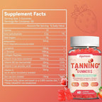 Tanning Gummies for Women and Men, Self Tan Supplement with Beta Carotene, Lycopene, Astaxanthin, Collagen & Vitamins, for Skin Health & Pigmentation, Vegan - 120 Gummies