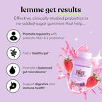 Lemme Fiber & Probiotic Gummies for Adults, Promotes Regularity & Digestive Health, No Sugar Added Strawberry Flavor, 4g Prebiotic Fiber & Clinically Studied Probiotic Strains, (60 Count)