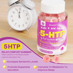 5HTP Gummies for Adults & Kids 8+, Melatonin Free Gummies with Magnesium Glycinate, GABA, L-Glycine, Ashwagandha, Vitamin B6 for Delicious Zzzs, Brain & Muscle Relaxation, 0 Sugar 60 Count (Pack of 2)