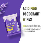 Acidified Body Wipes - 24H Odor Control, pH Balanced for Underarms & Whole Body, Aluminum-Free & Skin-Loving Formula, 80 Wipes