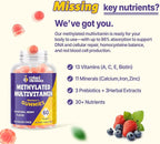 Methylated Multivitamin Gummies for Women – MTHFR Supplement Contains Methylfolate, Methylated B12, TMG & Vitamins A C E K – Energy, Immune & Skin Support– Womens Gummy Multivitamins