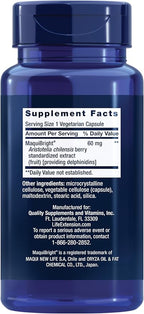 Life Extension Tear Support with MaquiBright®, 60 mg, Maqui Berry Extract for Dry Eyes, Supports Eye Health, Encourages Tear Production, Gluten-Free, Non-GMO, 1 Daily, Vegetarian, 30 Capsules