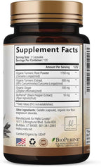 Turmeric Curcumin Supplement with 95% Curcuminoids, Organic Turmeric & Ginger 1750mg, BioPerine Black Pepper for Best Absorption, Nature's Vegan Joint Support, Non-GMO, Bottled in USA - 360 Capsules