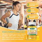 Iron Gummies for Women & Men - Vegan Iron Supplement for Anemia & Iron Deficiency, with Vitamin B12, Vitamin C, Zinc, Folate - Energy Boost, Sugar-Free, Pineapple Flavor, 60 Count