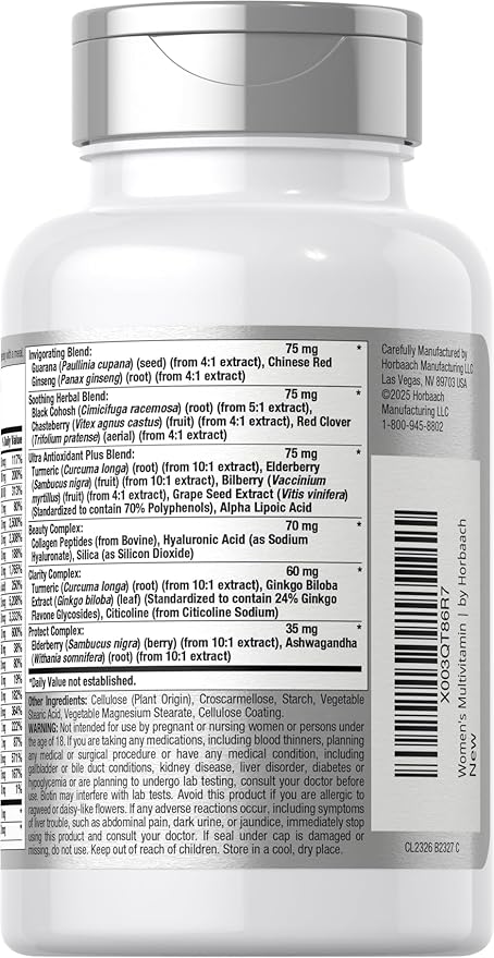 Horbäach Women's Multivitamin 50 Plus | 60 Coated Caplets | Advanced Vitamin Formula | Non-GMO & Gluten Free Supplement