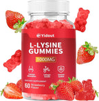 L-Lysine 1000mg Gummies for Immune Support & Skin Health -Chewable Lysine Supplement for Adults, Sugar-Free, Natural Strawberry Flavor, Gluten-Free (60 Count（Pack of 1）)