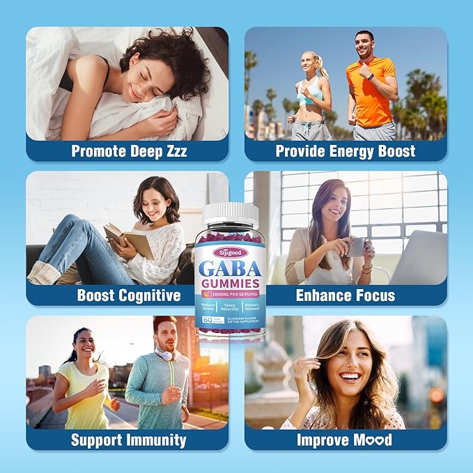 GABA Gummies for Adults, Relaxation, Zzz & Mood – Sugar-Free Calm Gummies with L-Theanine, 5-HTP, Vitamin D3 – Natural Zzz Support, GABA Supplements for Kids, 60 Count