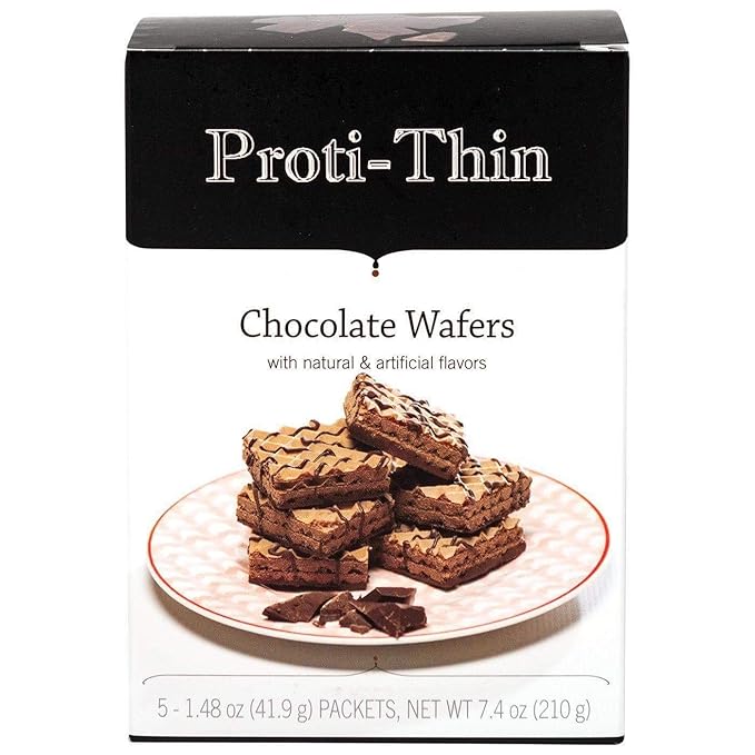 Proti-Thin High Protein Chocolate Wafer Squares, 15g Protein, Low Calorie, Low Sugar, Aspartame Free, Diet Wafer Bars, Healthy Snack, 2 Wafers per Serving, 5 Count Box (6 Boxes - Save 10%)