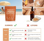 Savanna Skin Tanning Gummies, with Astaxanthin, Beta-Carotene, Lycopene & Vitamins, Radiant Healthy Skin, Vitality Support & Hydration, Vegan, Sugar-Free, Sour Watermelon Flavor, 60 Count (1)