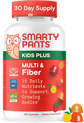 SmartyPants Kids Multivitamin & Fiber Gummies: Prebiotic Fiber to Support Kids Digestion with Vitamin D3, C, Vitamin B12, B6, A, Zinc, Biotin, Folate, Three Fruit Flavors, 120 Count (40 Day Supply)