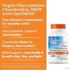 Doctor's Best Vegan Glucosamine Chondroitin MSM - Joint Health Support Supplement for Women & Men, Nutritional Support for Joint Strength, Hair, Skin, & Nails, Gluten Free, Non GMO - 120 Veg Capsules