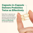 Daily Nouri Stress Support Probiotics for Women & Men | Mood & Cortisol Support | Gut-Brain Axis + Digestive Support | 3 Clinically Studied Strains + Omega | 30-Day Supply