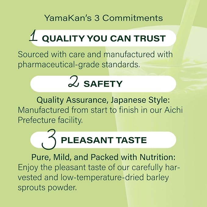 Yamamoto Kanpoh YAMAKAN Young Barley Grass Powder, Pure Green Juice Rich in Minerals, Vitamins & Plant-Based Protein for Women & Men, Barley Grass Juice Powder, from Japan, Non GMO 88 Count