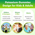 Potassium Gummies 1000mg for Adults & Kids, High Dose Potassium Gluconate Supplement Potassium Gluconate Gummies Support Muscle Cramps Electrolyte Balance, Apple Flavor 60 Count
