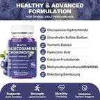 Glucosamine Chondroitin Gummies with MSM & Elderberry Extra Strength 3000MG - Joint Support, Antioxidant Immune Support Supplement for Adults, Men & Women - 90 Blueberry Gummies