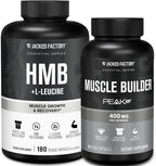 Jacked Factory Muscle Builder Bundle – Peak ATP Muscle Builder (30 Capsules) & HMB + Leucine Capsules (2g L-Leucine, 1g HMB) (180 Capsules) – Muscle Growth, Strength, Lean Muscle & Recovery Support