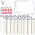 Shinylin 33 Pcs Protein Powder Travel Container Set 21 Pcs 50ml Reusable Powder Supplement Plastic Tubes and Portable Travel Organizer Zip up Bags Funnels Spoon and Labels for Workout Fitness