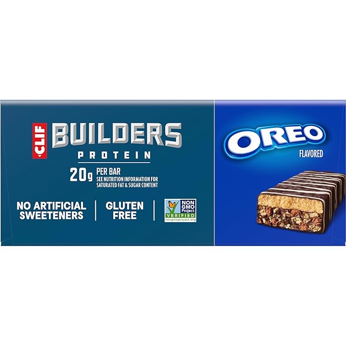 CLIF BUILDERS Protein Bars - OREO-Flavored - 20g Plant Based Protein - Gluten Free - Non-GMO - Low Glycemic - No Artificial Sweeteners - 2.4 oz. (12 Pack)