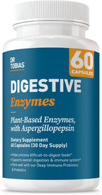 Dr. Tobias Digestive Enzymes Digestion Supplement with 18 Enzymes for Digestion and Gut Health | Includes Amylase Bromelain Lipase Lactase Protease Papain & More (60 Capsules 30 Servings)