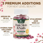 Hair, Skin & Nails Vitamins - Biotin 5000mcg Per Serving - Extra Strength Hair Growth Support For Women with Collagen, Argan Oil - Beautiful Skin, Hair & Nails Supplement - USA Bottled - 120 Softgels