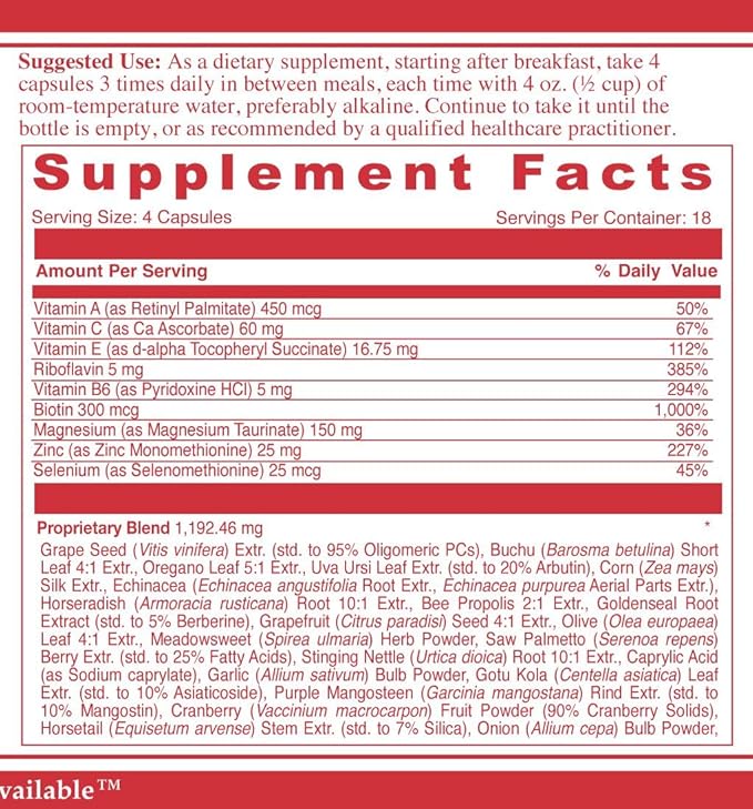 Uribiotic Formula [72 Capsules] Since 2003 – Advanced Support for Urinary Bladder, Prostate & Kidney Health | Dietary Supplement | 60 Quality Ingredients