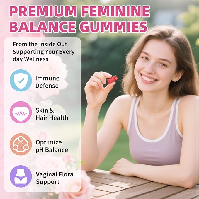 Pack of 2 Premium Feminine Balance Gummies, Hawaiian Pineapple Feminine Gummies for Women PH Balance & Vaginal Health, 120