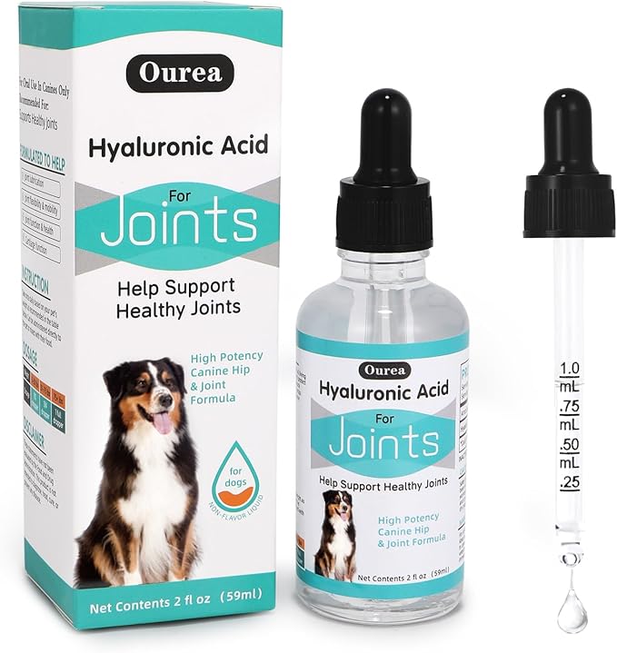 Hyaluronic Acid Joint Supplement for Dogs, Dog Hip and Joint Supplement, High Molecular Weight Natural Support for Dog Joint Health & Movement, Premium Dogs Essentials for Joint, Skin, Coat, Eye Care