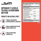Alpha JYM Testosterone Support | Male Vitality, Hormone Optimization, Ashwagandha, Fenugreek, Eurycoma, Damiana, Quercetin, DIM | JYM Supplemental Science | 180 Vegetarian Capsules