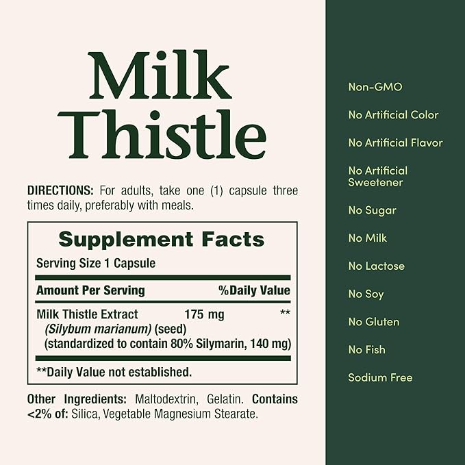 Nature's Bounty Milk Thistle, Herbal Health Supplement, Supports Liver Health, 175mg, 100 Softgels