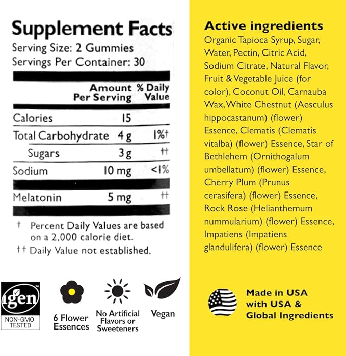 Bach RESCUE PLUS Melatonin Sleep Gummies, Natural Strawberry Flavor, Sleep Aid, Dietary Supplement, Vegan, Gluten-Free, No Artificial Flavors, Colors or Sweeteners, 3 Pack, 180 Count Total
